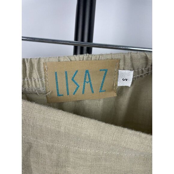 Lisa Z Tan 100% Linen Embroidered Handkerchief Hem Midi Lagenlook Skirt Size S - Picture 4 of 6